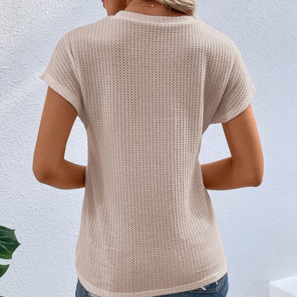 025 Cozy Cream Waffle Knit Casual Top - Picture 5 of 5